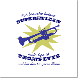 Superheld Trompetenopa - blau Posters and Art